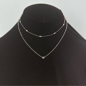Golden Threads The Beat Goes On Double Strand Silver Tone Necklace With Heart